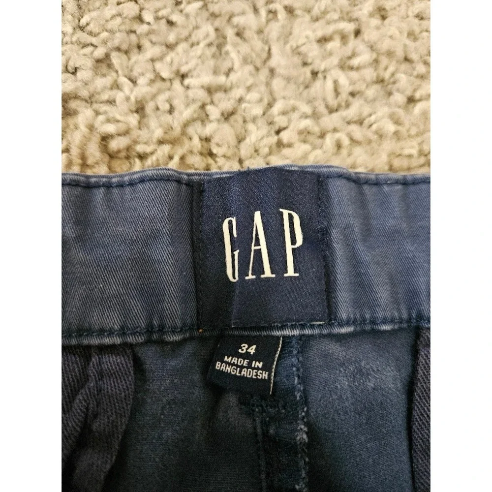 GAP Mens Navy Blue Essential Khaki Chino Shorts Size 34 Stretch Cotton Twill